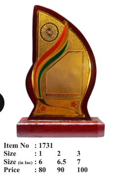 Custom Wooden Memento with Indian Flag design; ideal for awards and recognition.