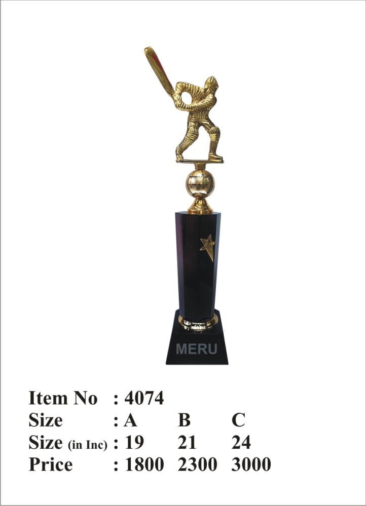 Gold batsman cricket trophy