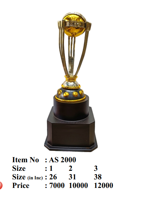 Metal Trophy Cricket World Cup Style Award cricket world cup style metal trophy as 2000