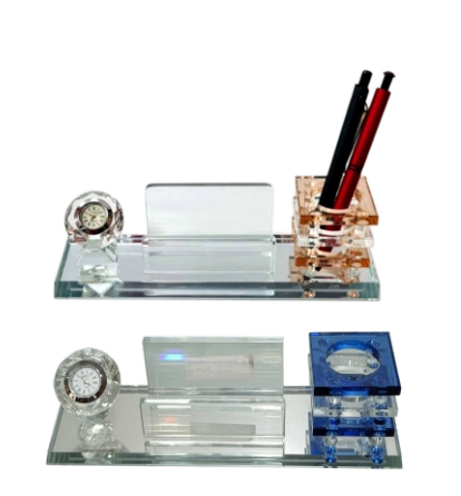 Crystal corporate trophy desk organizer