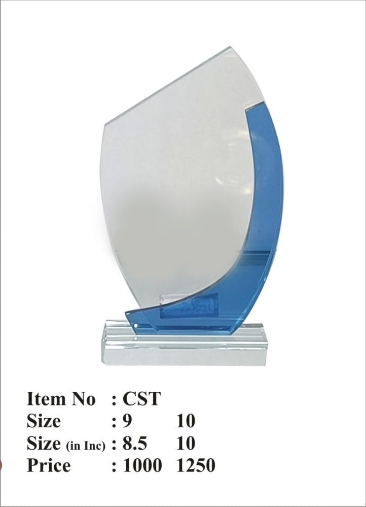 Crystal Sail Trophy with Blue Wave Design