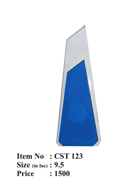 Blue and Clear Crystal Trophy