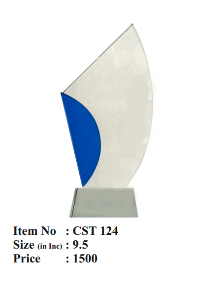 Blue crescent crystal trophy