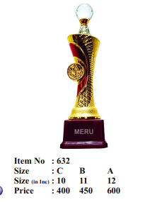 Elegant crystal trophy with gold and red accents.