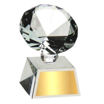 Sparkling crystal trophy; ideal for corporate recognition and awards ceremonies.