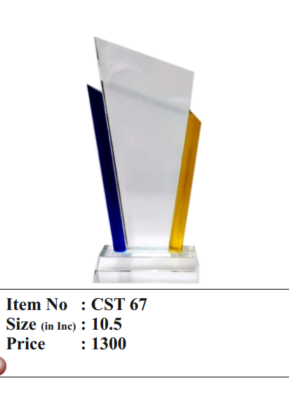 Crystal Trophy Award Recognition CST 67 - Elegant Design