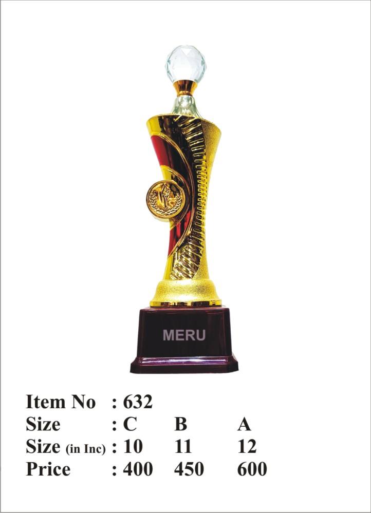Gold and red fiber trophy with crystal globe; perfect for awards and recognition.