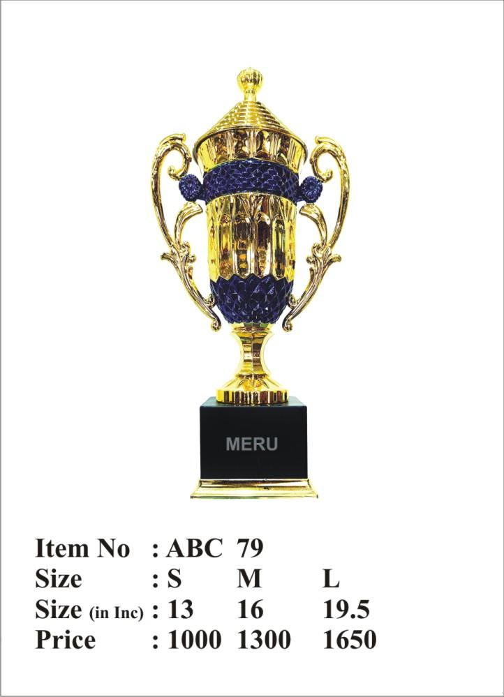Gold and blue fiber trophy award; perfect for corporate recognition.