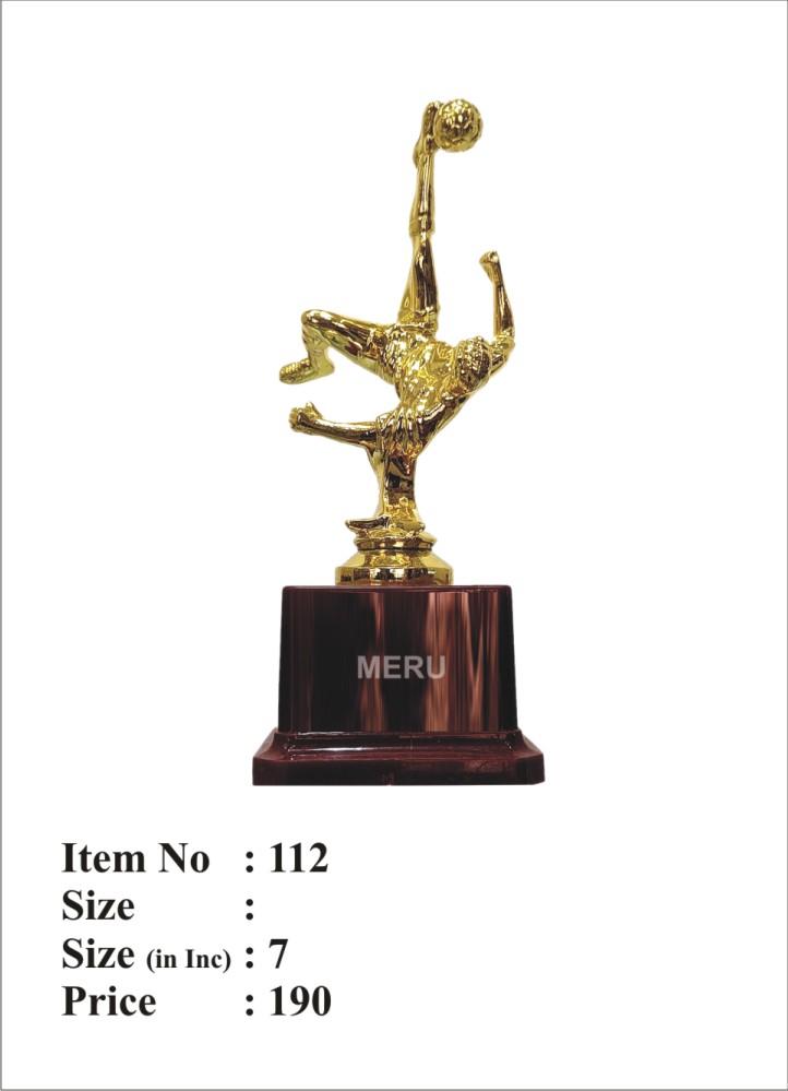 Gold football bicycle kick trophy.