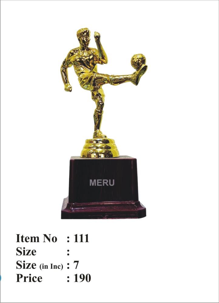 A striking gold soccer trophy; perfect for recognizing athletic achievement. Explore fiber trophies; resin trophies; and custom trophy options today!