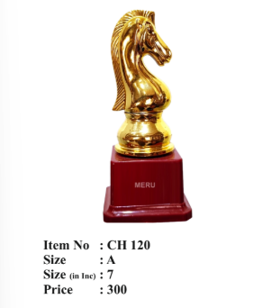 Gold Chess Knight Fibre Trophy