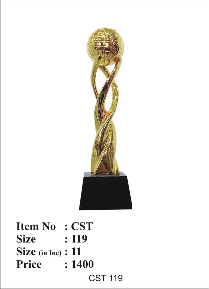 Gold globe crystal trophy on a black base. Perfect for corporate; academic; or employee awards.