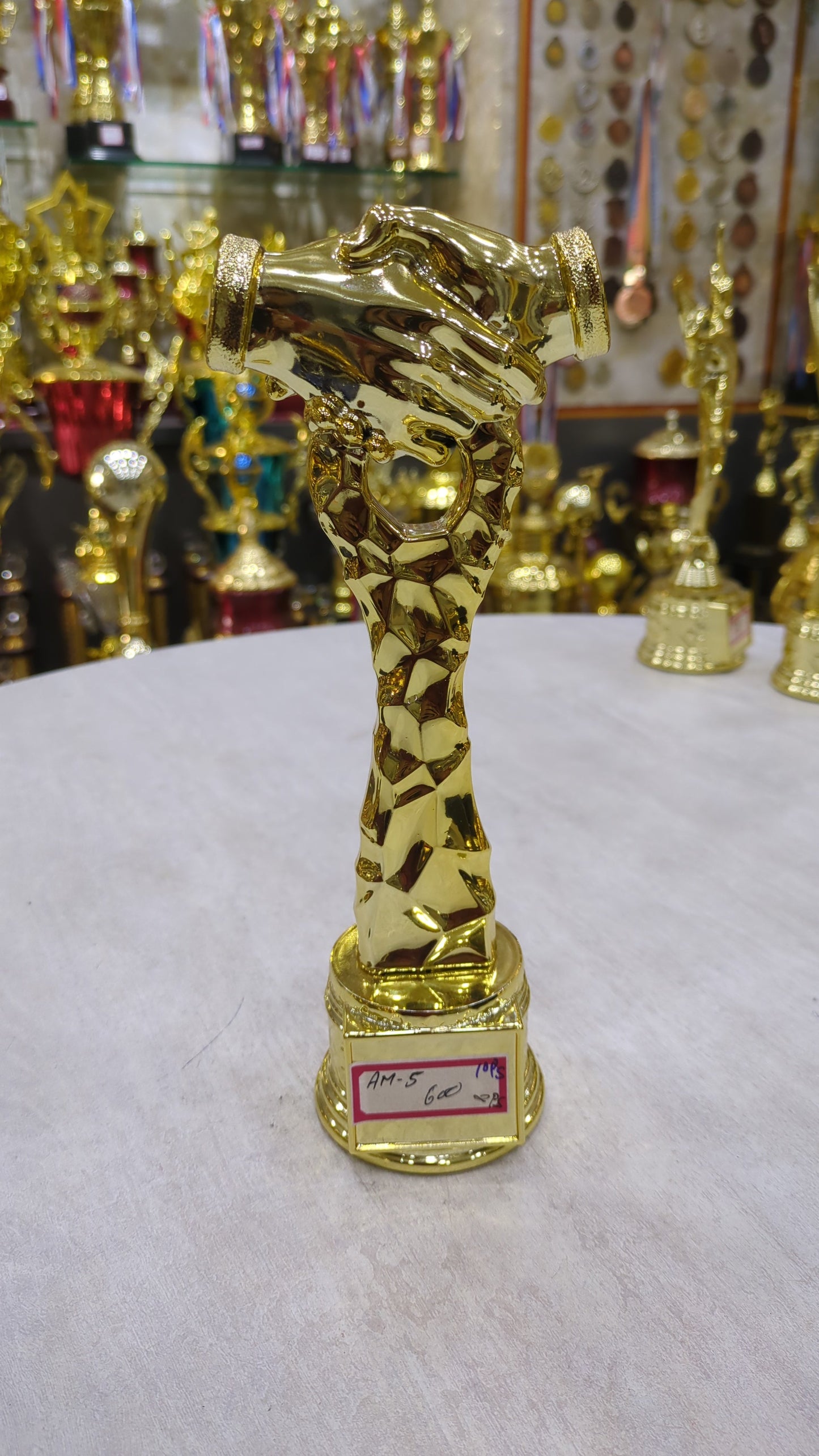 Gold Handshake Achievement Trophy