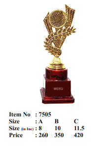 Gold and maroon fiber trophy design for awards and recognition.