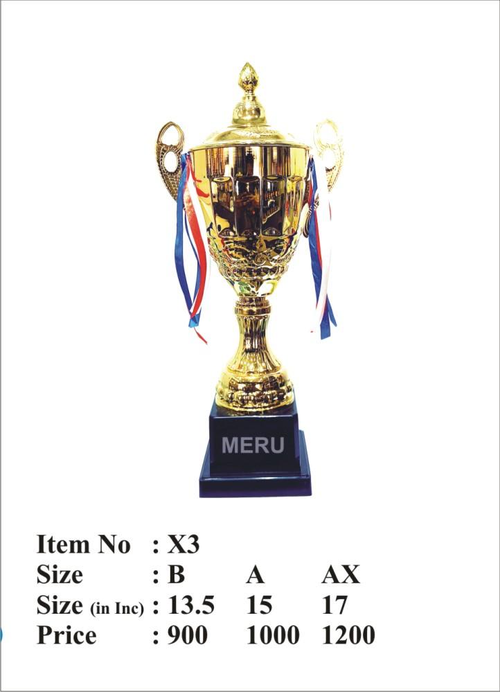 Gold metal trophy with ribbons; representing a corporate award.