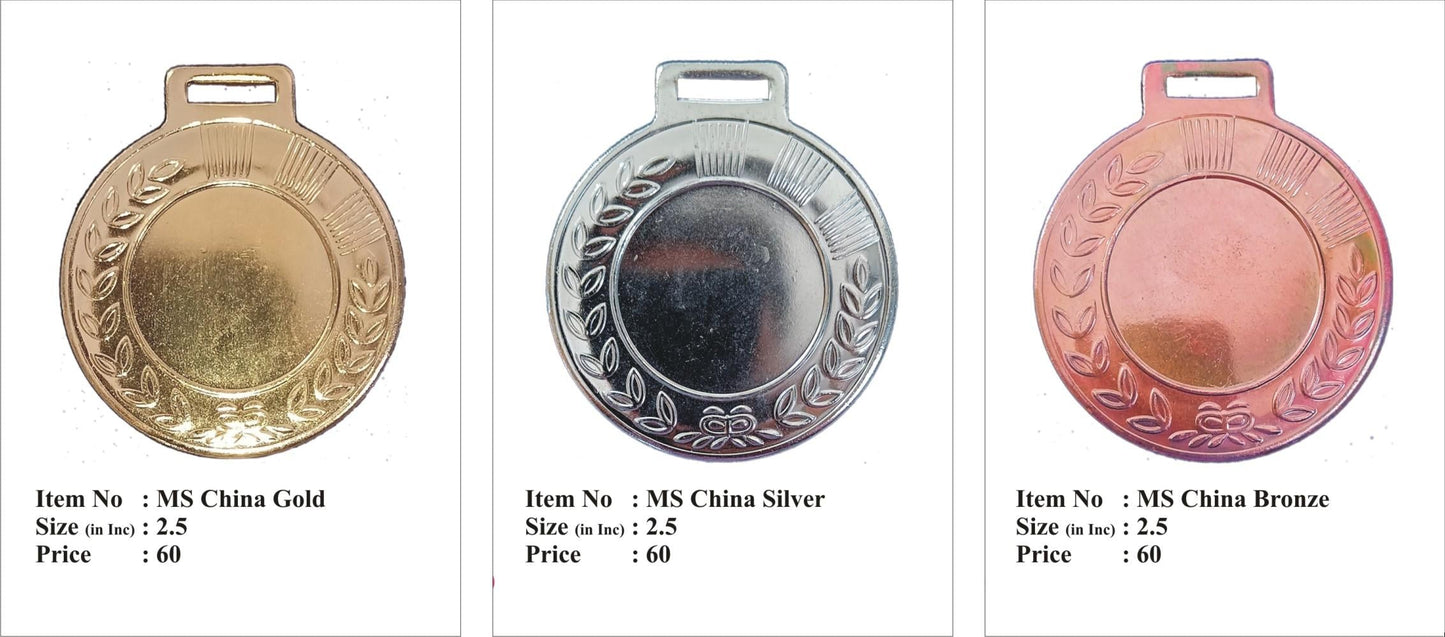 Gold; silver; and bronze medals ready for custom printing.