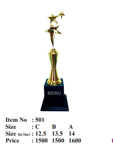 Gold star award trophy for recognition.