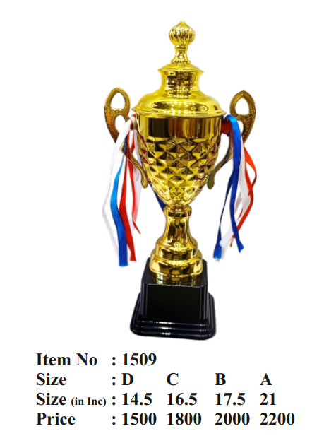 Gold Trophy Cup with Ribbons 1509