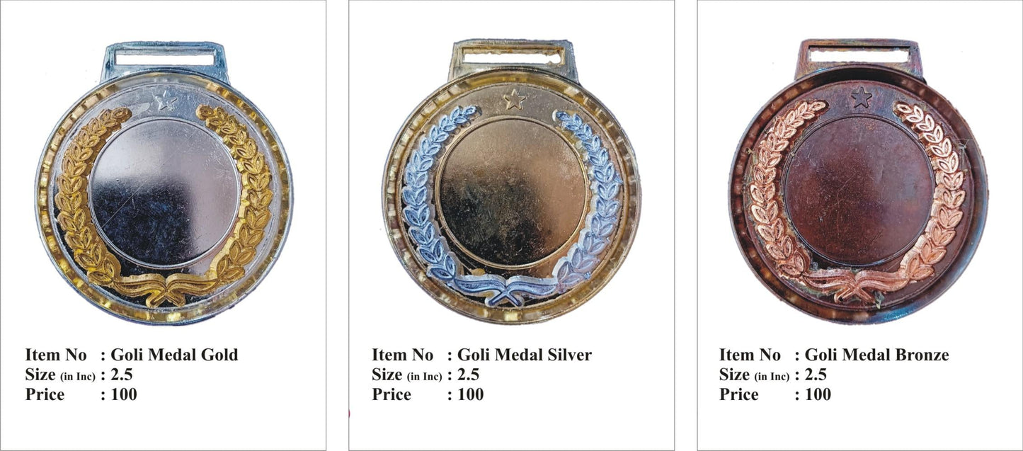 Gold; silver; and bronze athletic medals