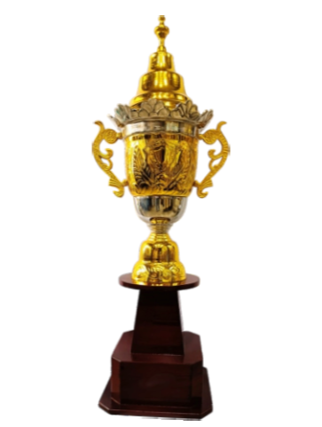 Gold and silver metal trophy for corporate awards