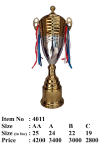 Gold and silver metal trophy with red; white; and blue ribbons. Perfect for awards and recognition or sports awards.