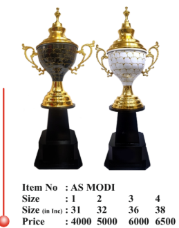 Elegant metal corporate trophy with gold accents