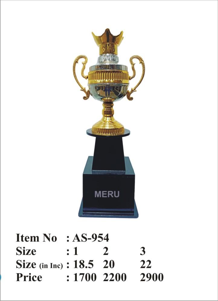 Gold and silver metal award trophy on a black base AS954