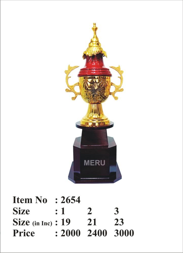 Gold and maroon corporate trophy