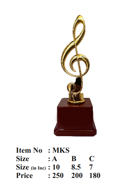 Music Treble Clef Award Fibre Trophy custom trophy mks