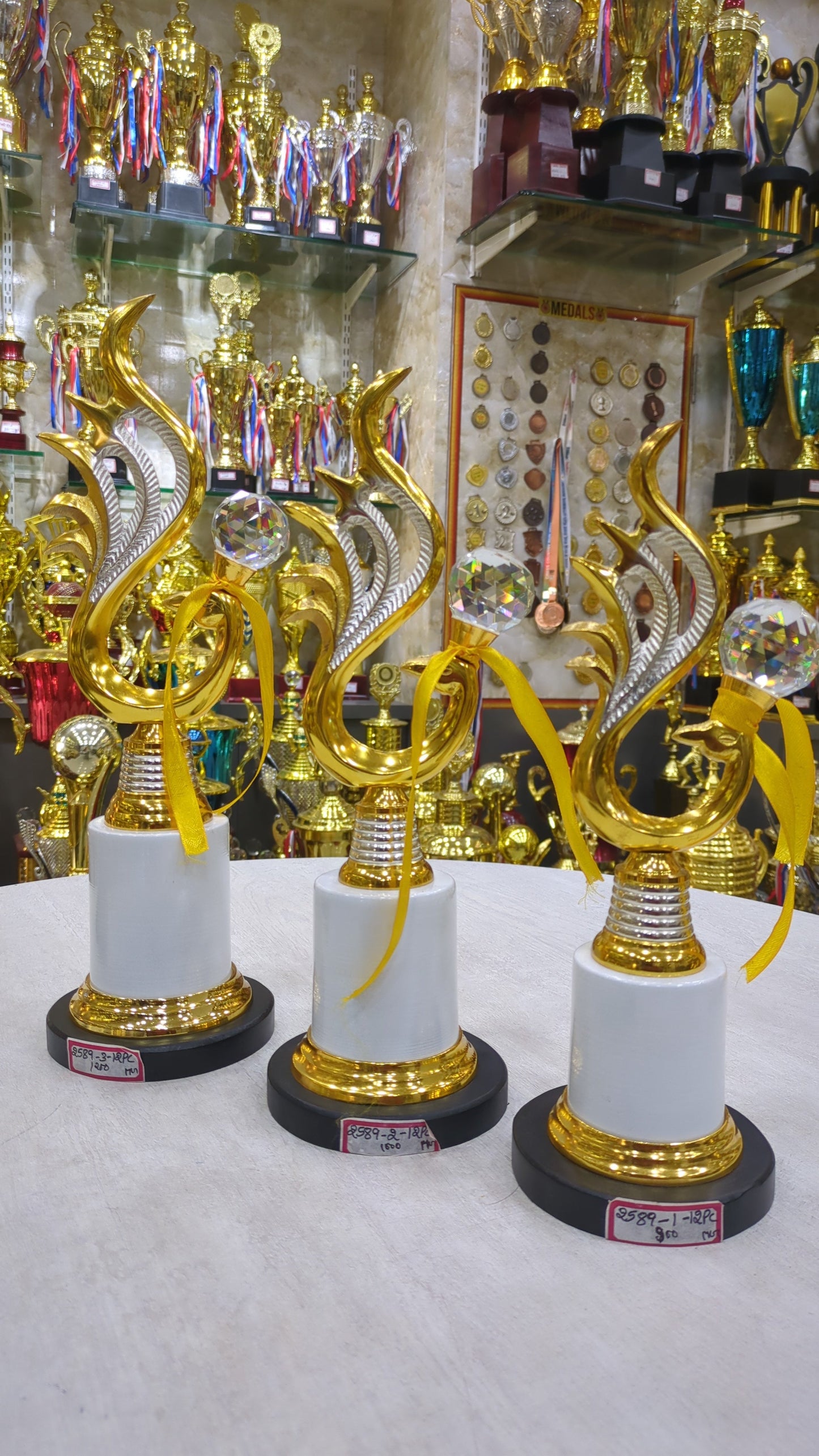 Close-up of a premium crystal flame acrylic trophy design