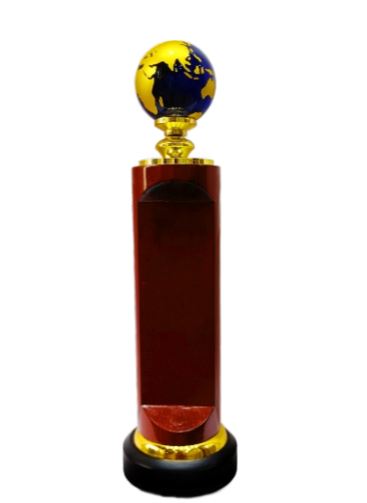 Close-up of the Premium Globe Award Trophy