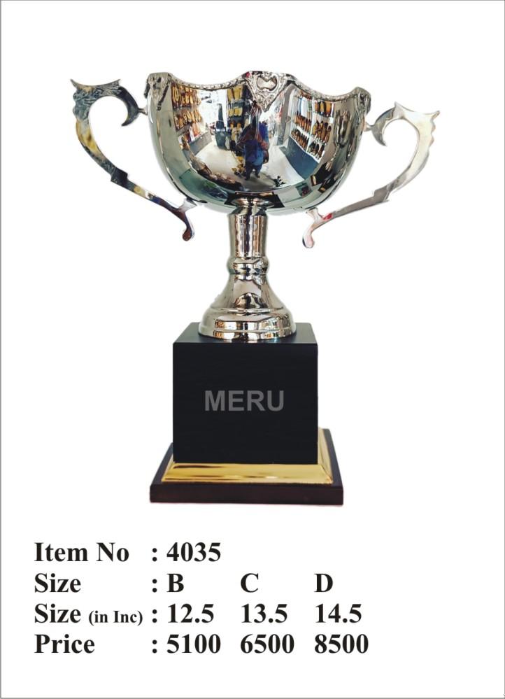 Gleaming metal trophy for awards and recognition