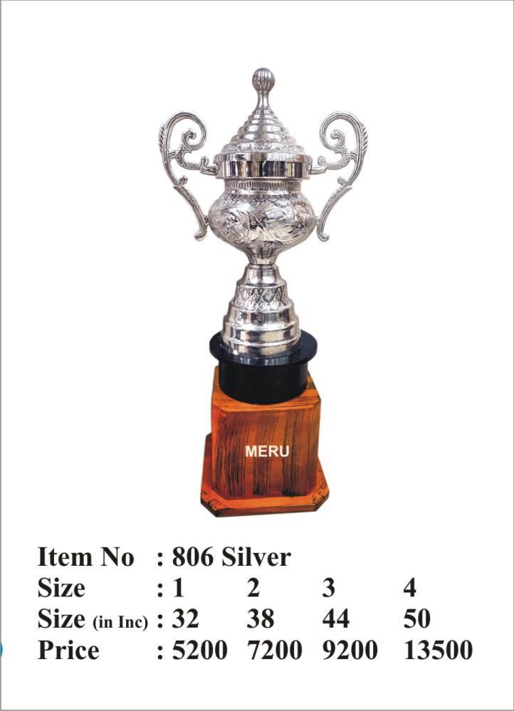 Elegant silver metal trophy cup