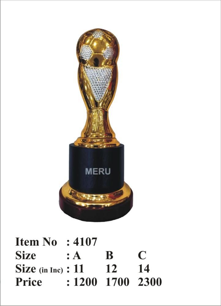 Gold and silver soccer ball metal trophy