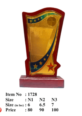 Wooden award memento with gold plate and star accents. Perfect for employee recognition; academic awards; or corporate events.