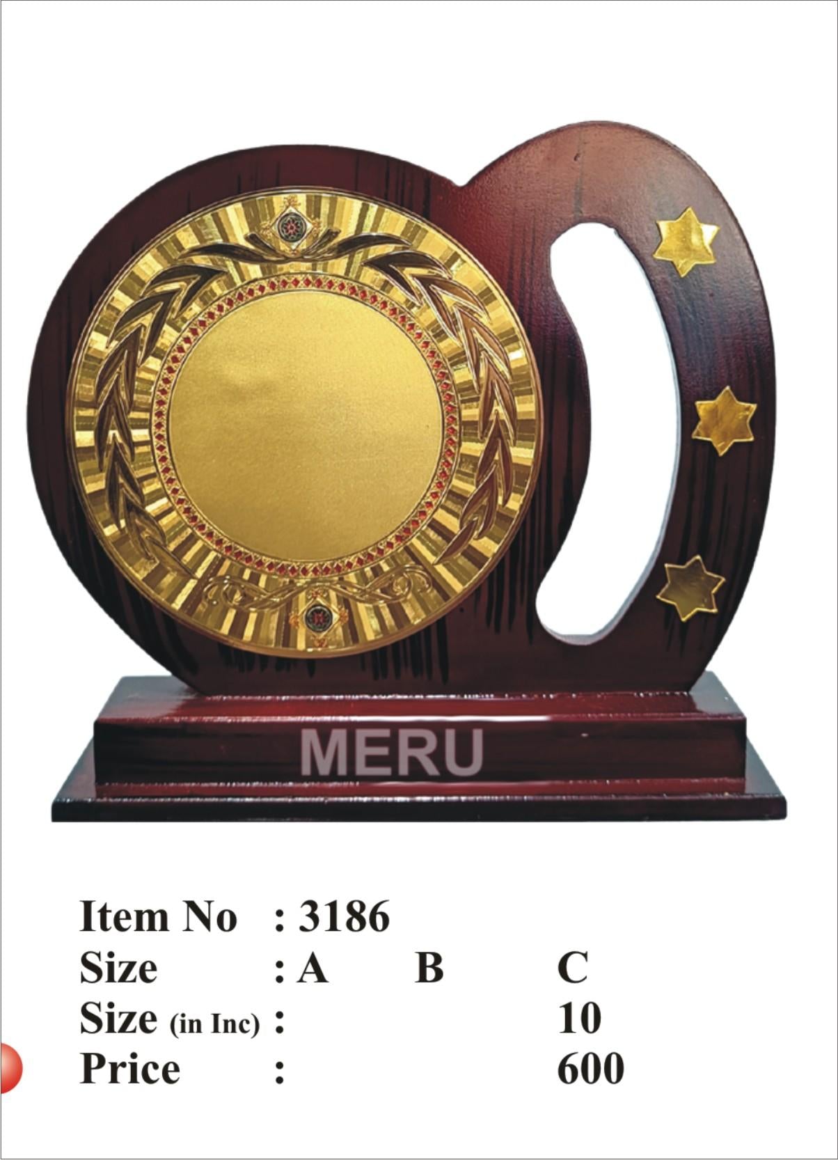 Wooden award memento with gold accents