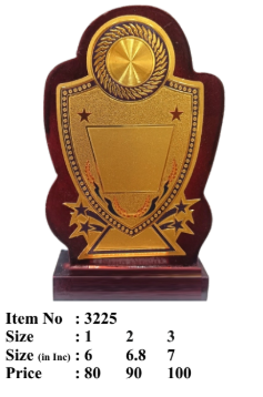 Wooden memento with gold accents; ideal for awards and recognition.