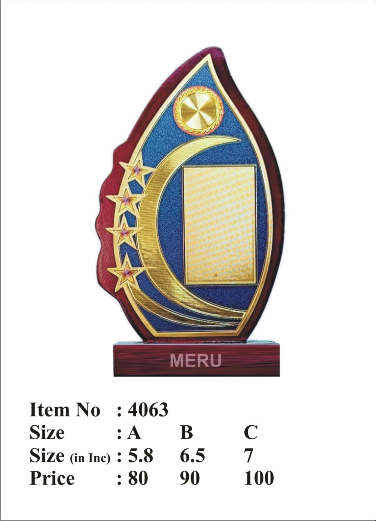 Wooden memento with golden crescent and stars