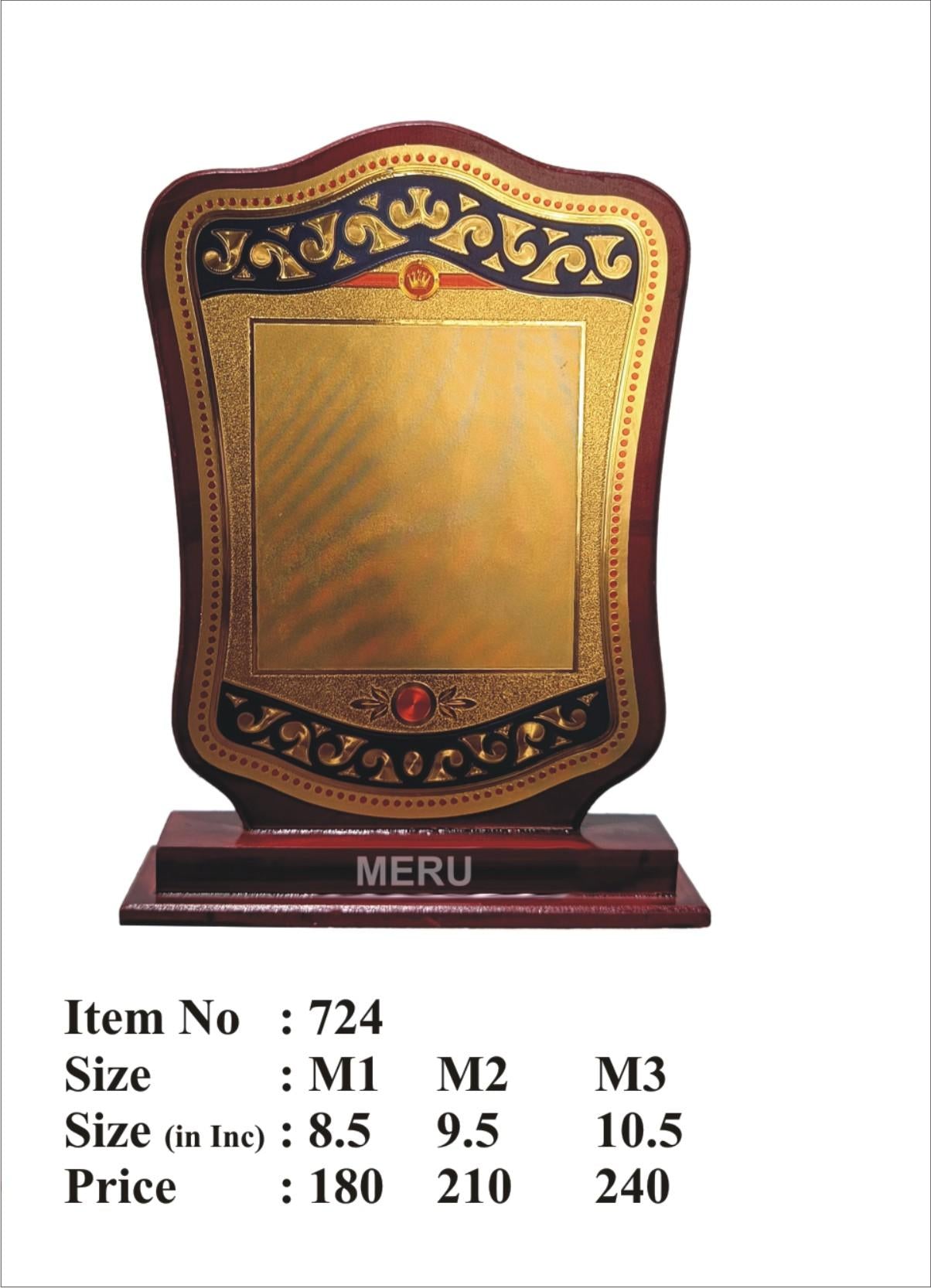 Wooden memento with gold plaque for awards and recognition.
