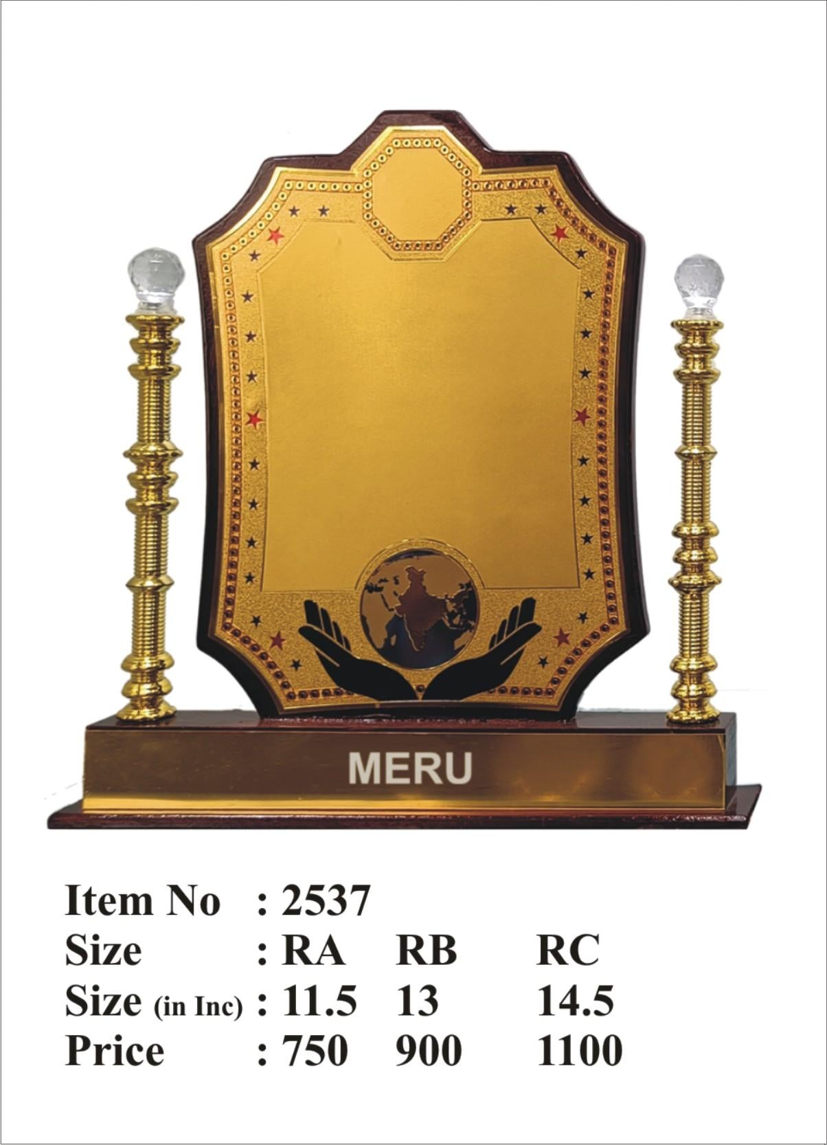 Gold plate wooden memento with crystal accents; perfect for awards and recognition.