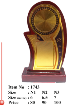 Elegant wooden award memento with gold accents and star design.