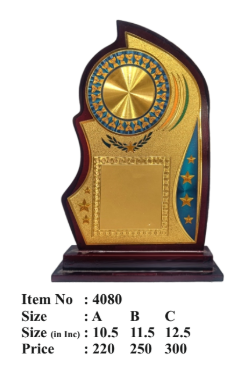 Wooden memento with gold and teal accents; perfect for awards and recognition.