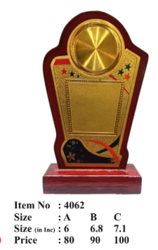 Elegant wooden memento featuring gold plate and star accents; perfect for a corporate trophy.