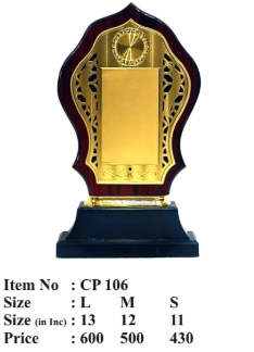 Wooden memento with gold plate for awards and recognition