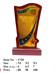 Elegant wooden recognition award trophy with gold accents.