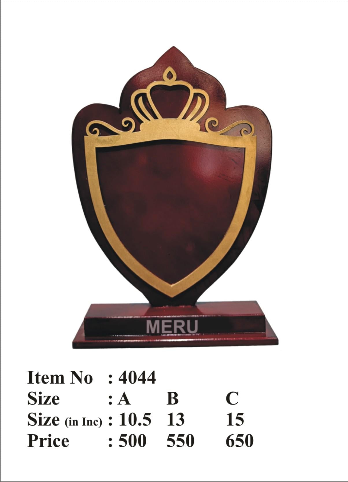 Maroon wooden shield award memento