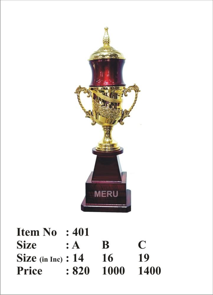 Elegant fibre trophy with gold detailing; ideal for corporate and sports awards.