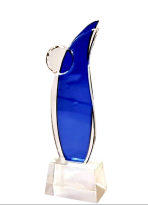 Blue crystal flame trophy
