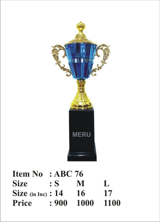 Blue and gold corporate trophy