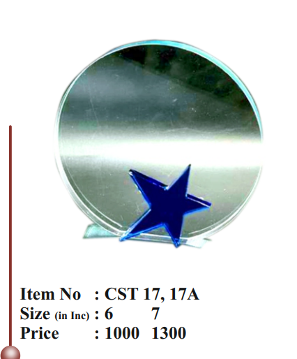 Crystal star trophy with blue star accent